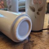 Set of 6 stoneware mazagrans with relief floral decoration – 1980s