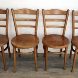 Set of 4 Baumann bistro chairs – model “Le Marais” – light wood