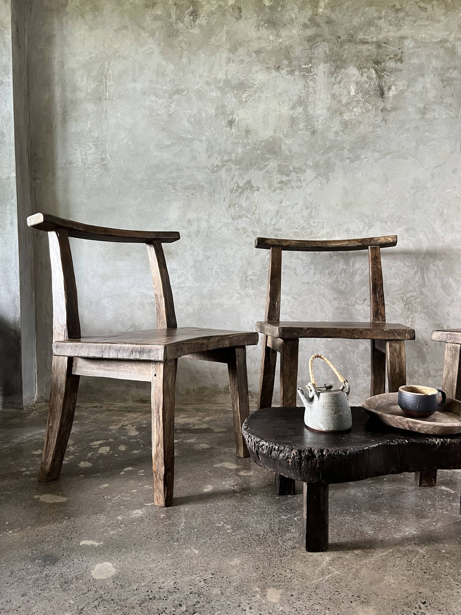 Large old teak chair or armchair H84 L60