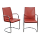 Chaises Mizar en cuir rouge par Mateo Grassi, Italie, années 1980, ensemble de 2