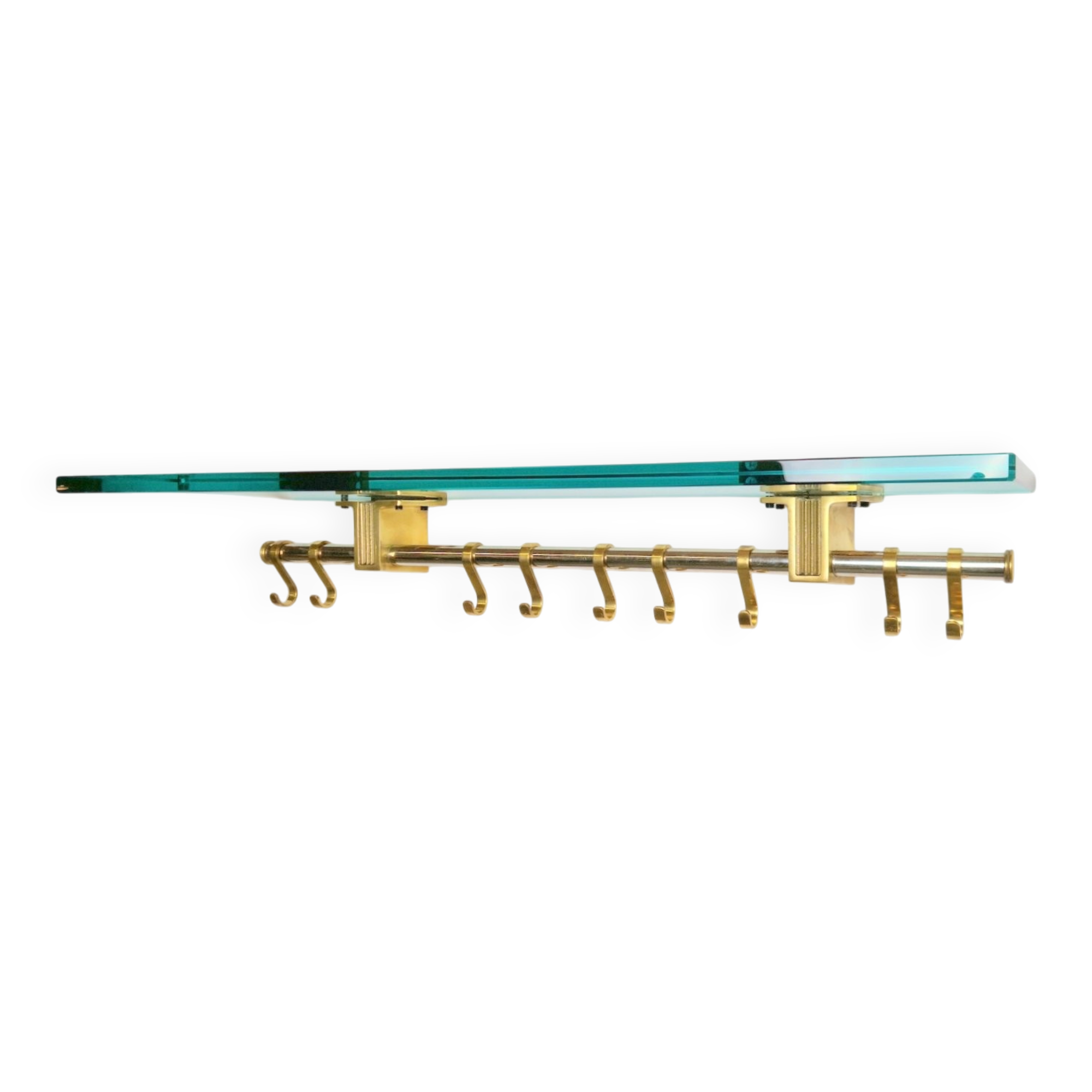 Brass and Glass R14G Wall-Mounted Coat Rack from Peter Ghyczy, 1980s