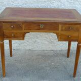 Walnut flat desk with 5 drawers