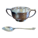 Silver sugar bowl and spoon