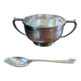 Silver sugar bowl and spoon