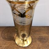 Glass vase with gold bird decoration