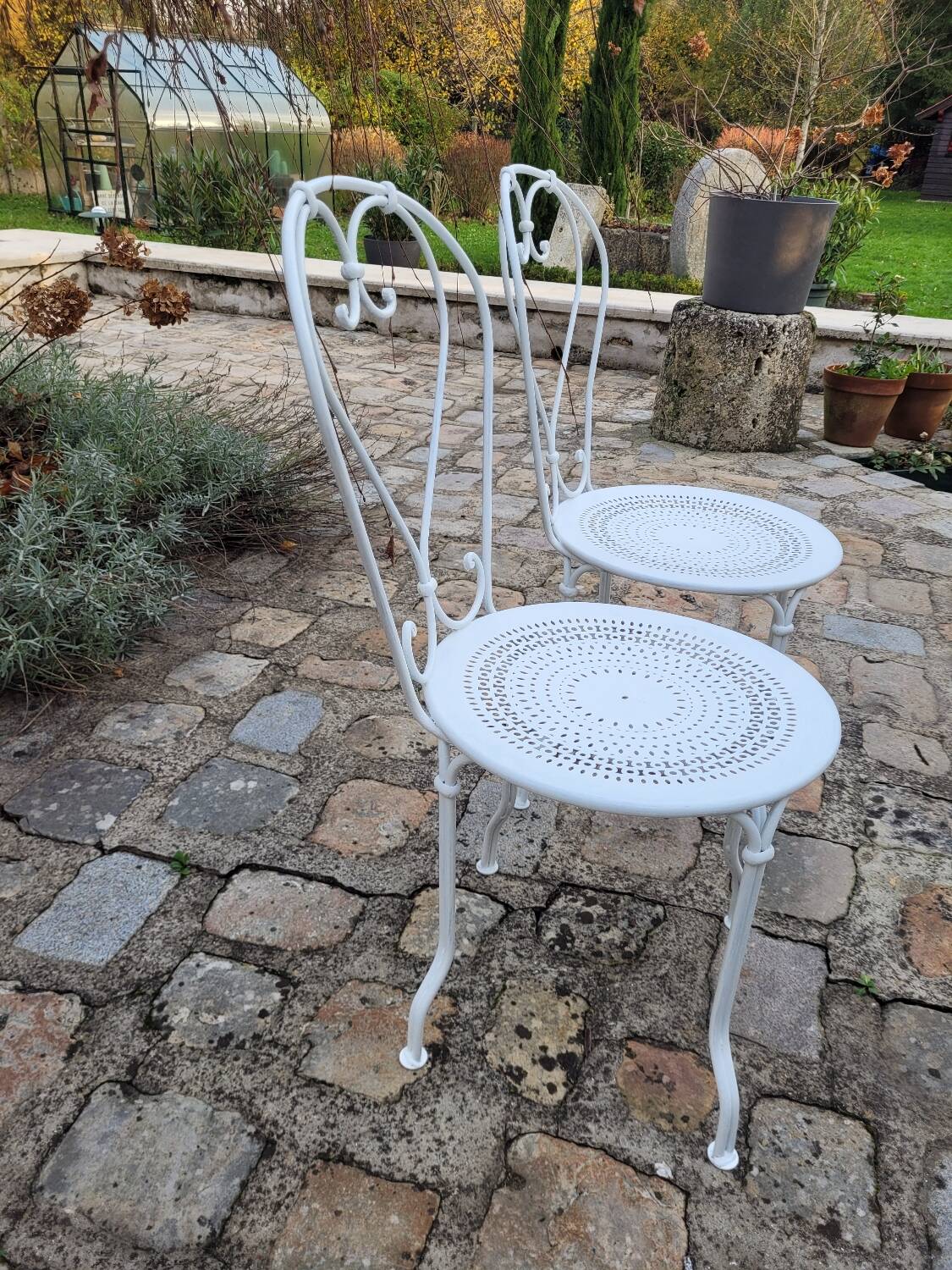 2 Chaises de jardin en fer forgé