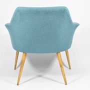 Vintage armchair Shell, turquoise fabric, 1960s, restored