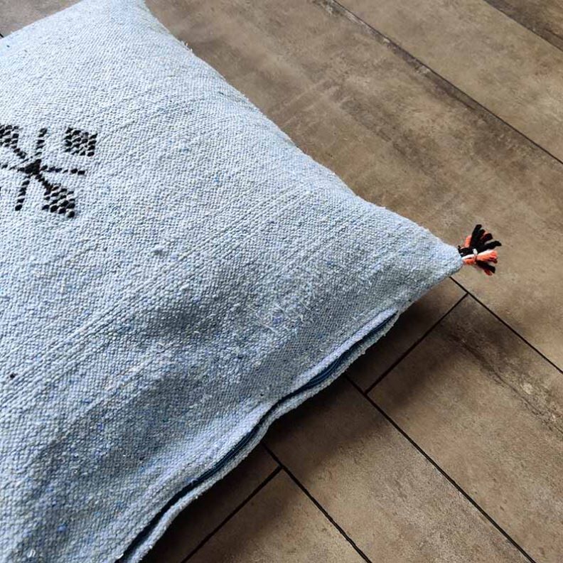 Moroccan sky blue cotton cushion