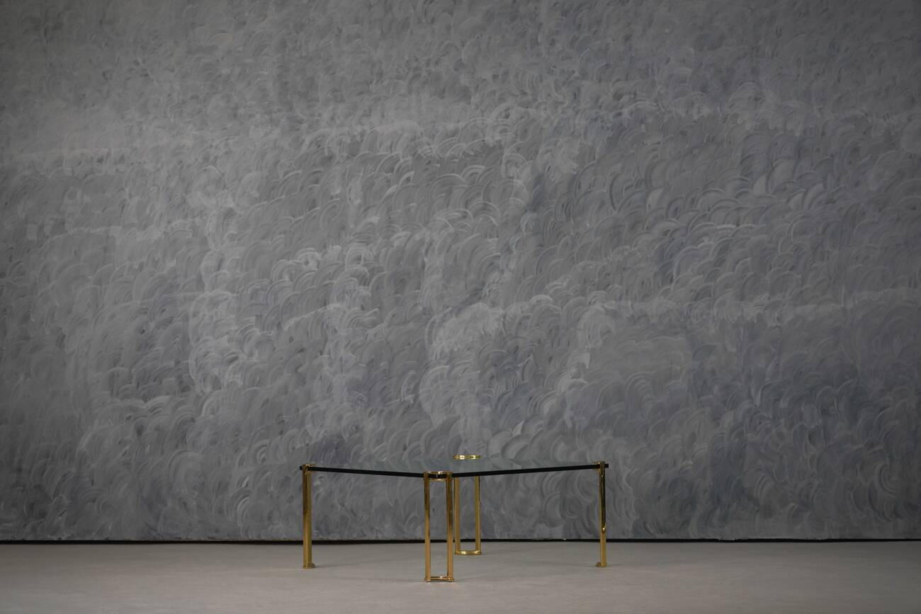 Vintage bronze and glass large coffee table by Peter Ghyczy, Germany 1970s