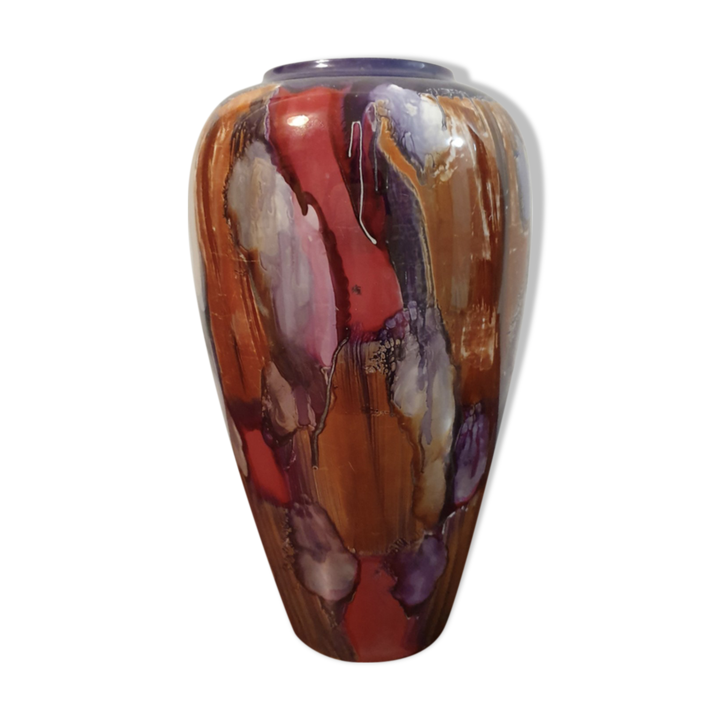 Vase balustre italien céramique en porcelaine colorée années 60