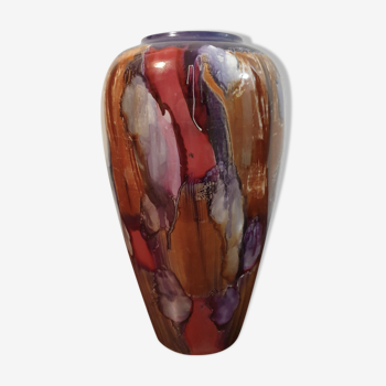 Vase balustre italien céramique en porcelaine colorée années 60