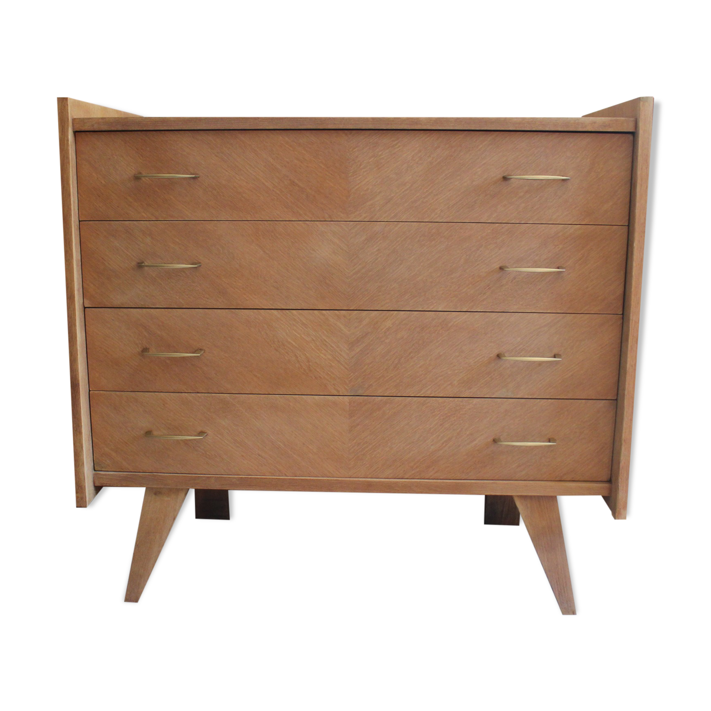 Chest of drawers with compass feet in raw wood