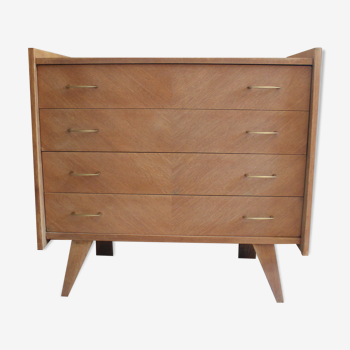 Commode aux pieds compas en bois brut