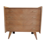 Chest of drawers with compass feet in raw wood
