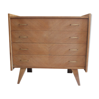 Chest of drawers with compass feet in raw wood