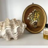 Authentic vintage giant bivalve shell, tridacna gigas shell.