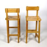 Pair of solid pine stools