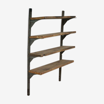 Metal and wood wall shelf