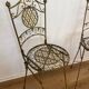 Paire de chaises hautes pliantes en fer forgé – Patine ocre – Style Ja