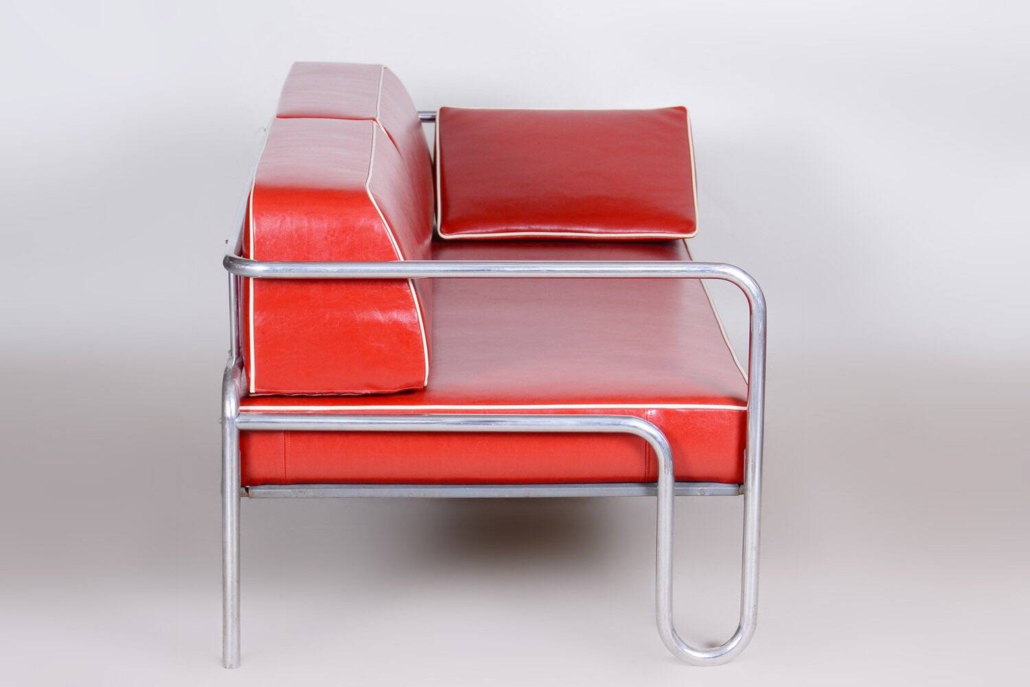 Bauhaus Sofa in Leather & Tubular Steel, 1930s
