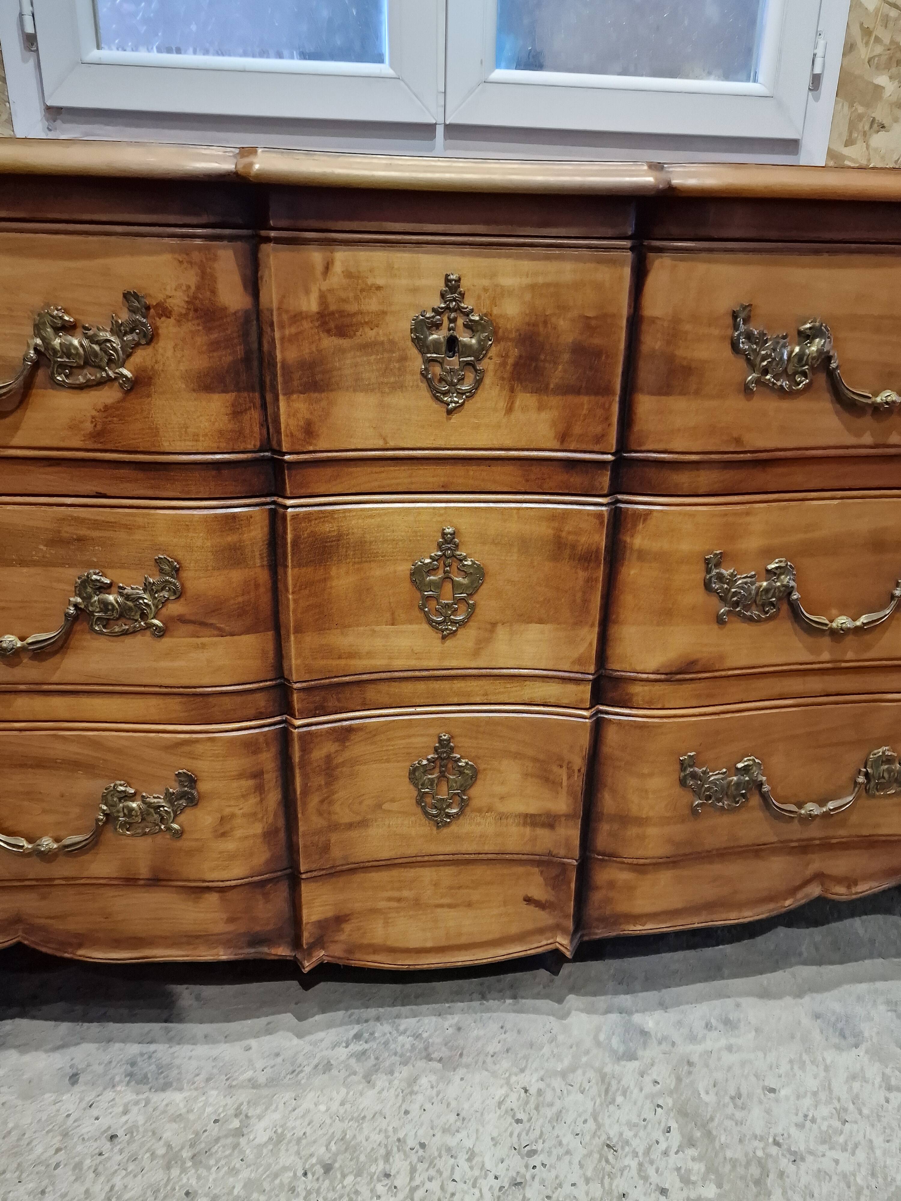 Cherrywood chest of drawers, Louis XV style crossbow stamped Dissidi