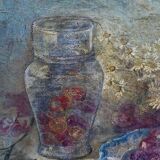 Oil on canvas still life bouquet of flowers 20th century by Louis Baril or Barit