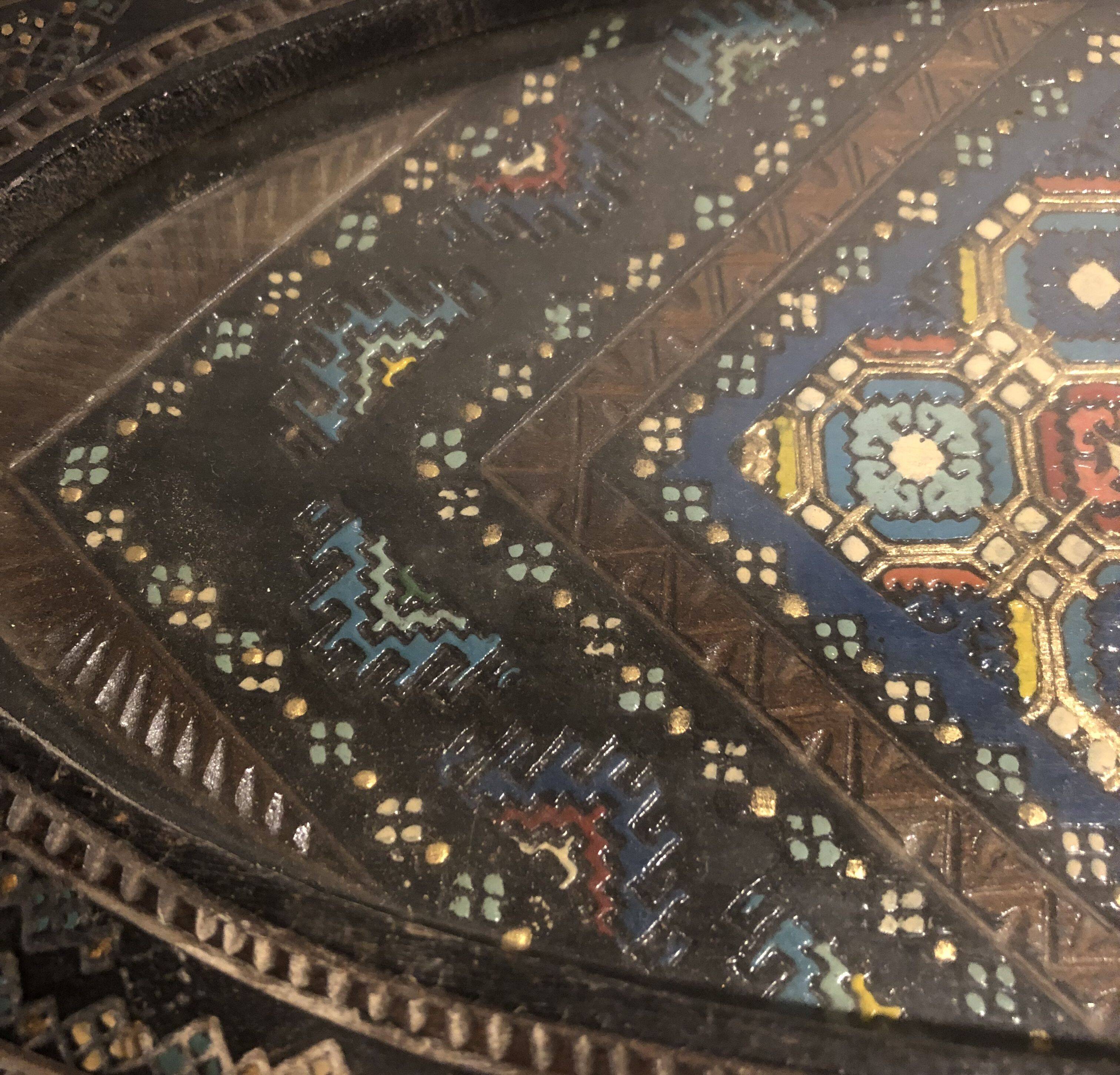 Finely carved wooden tea serving tray