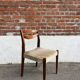 Lot of 4 vintage Scandinavian chairs in wood and golden fabric.