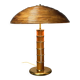 Midcentury pencil reed rattan bamboo and brass table lamp, 1960s