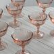 10 Vintage Twisted Pink Glass Champagne Coupes