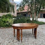 Half moon table forming walnut dining room table with 19th century period system