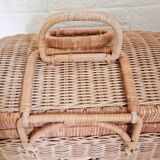Large vintage woven wicker basket