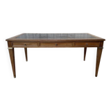 Bureau plat de style Louis XVI cuir noir