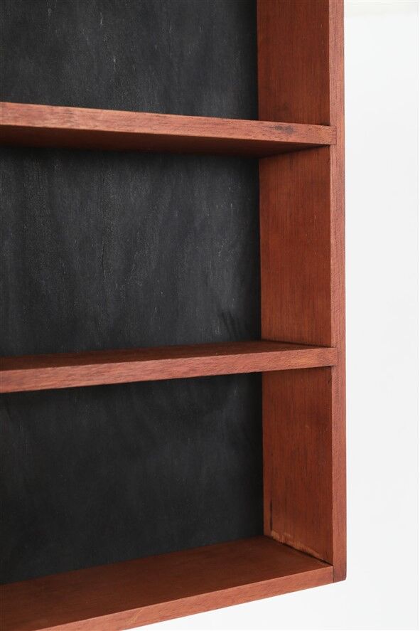 Mid-century wall shelf with mirror / 1960s / 1970s / Danish modern design / black