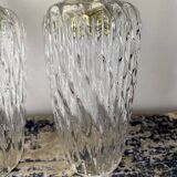Set of two vintage chiseled glass portable lamps