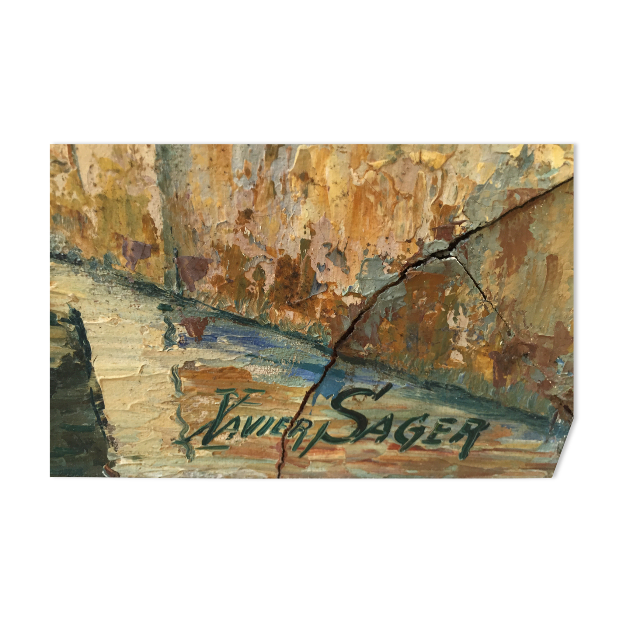 Huile sur toile "Maison enjambant le canal"