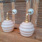 Blown glass swan neck wall lights