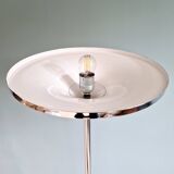 Modernist floor lamp in chromed metal and white satin glass, 1960s