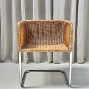 Set of 4 cantilever wicker chairs, attributed to Harvey Probber, USA, 1970s.
