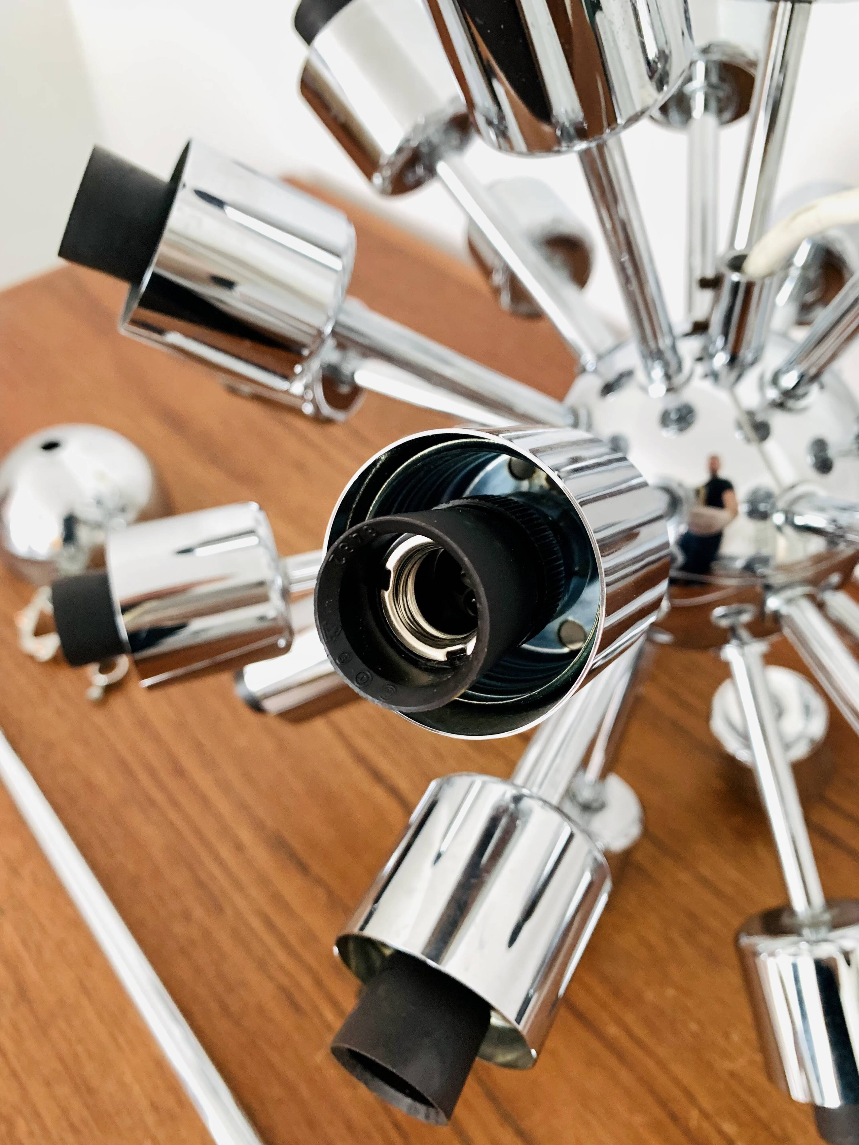 Chromed 1970s Sputnik Chandelier by Motoko Ishii for Staff
