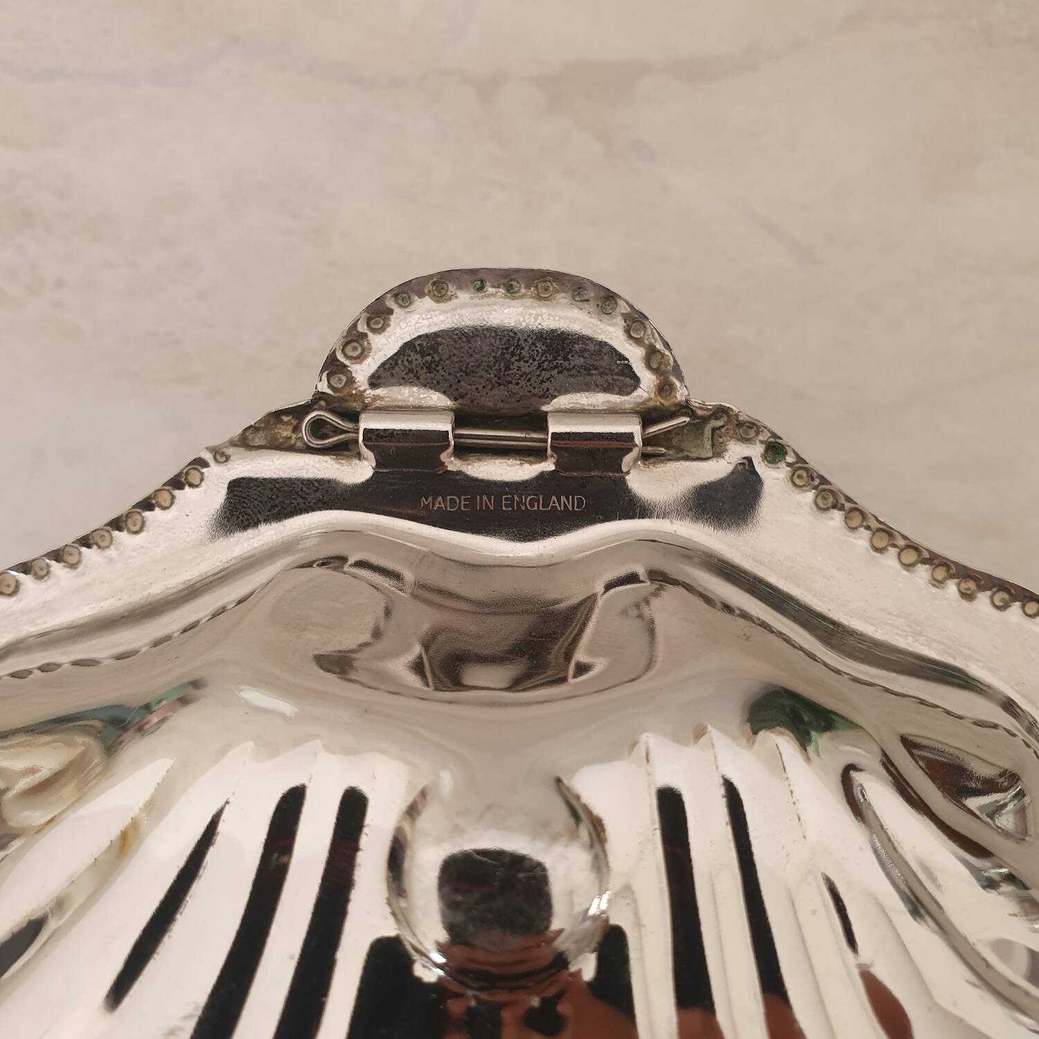 Stainless steel and glass shell butter dish