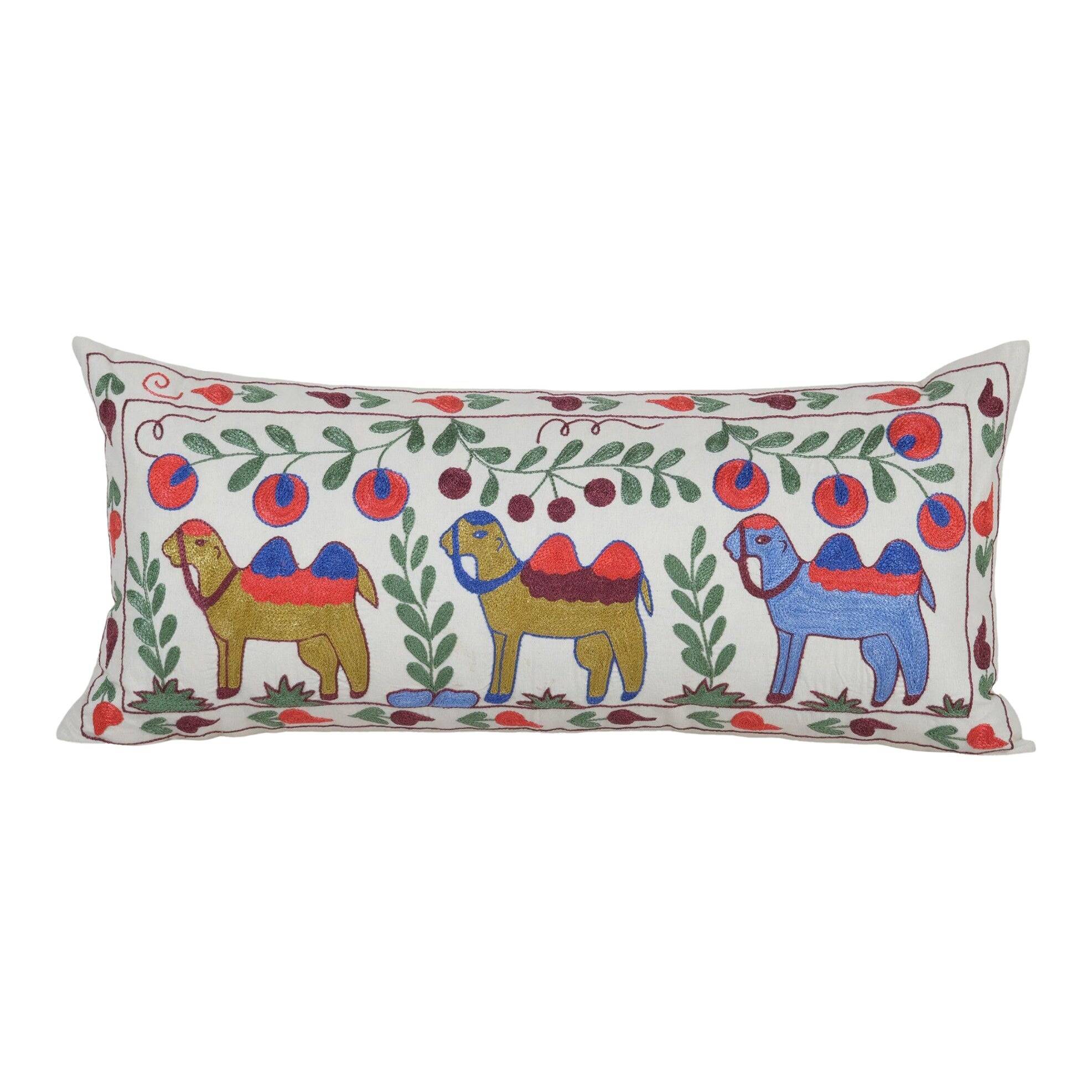 Vintage embroidered cushion cover 46x94 cm