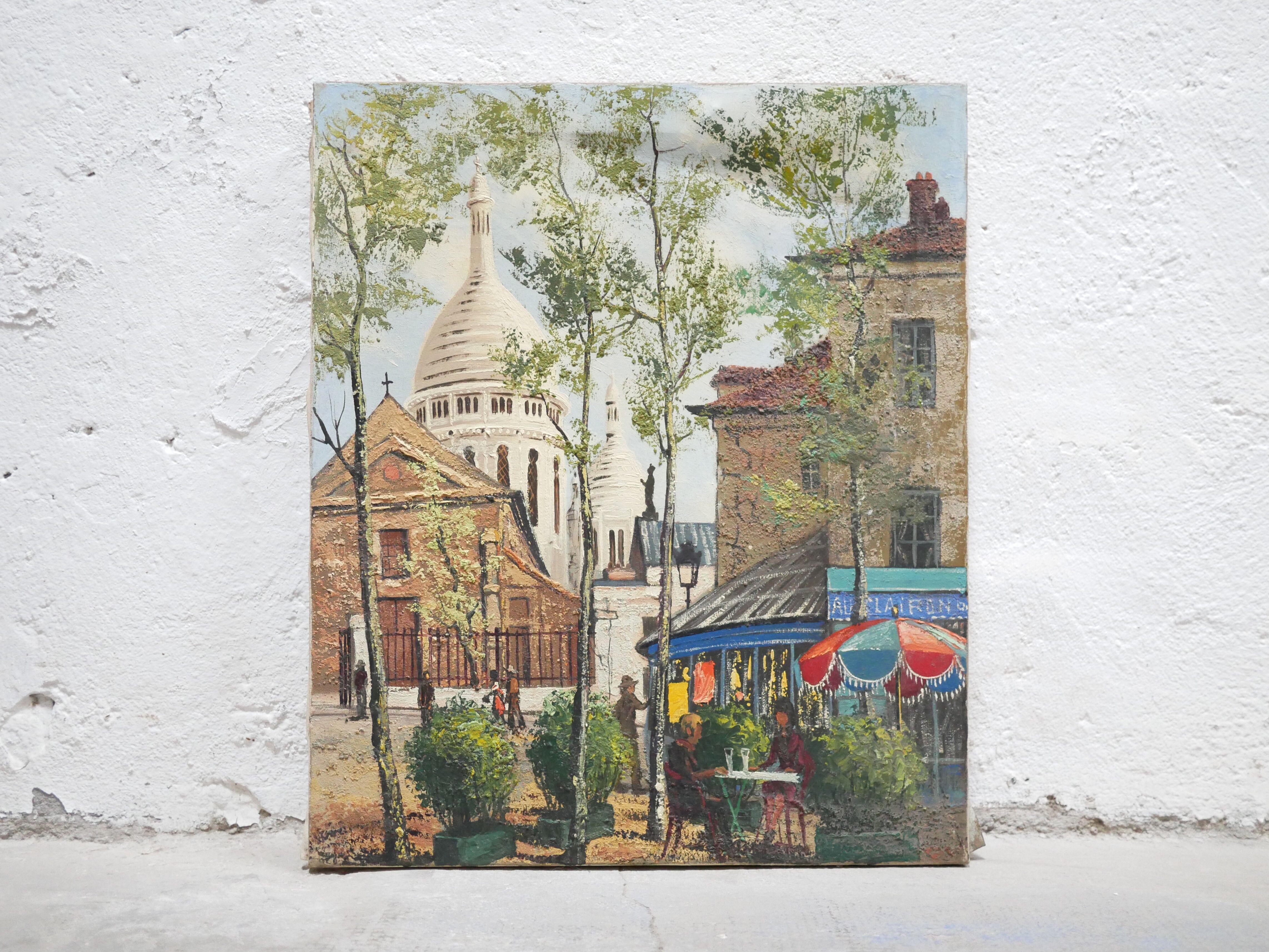 Old painting painting on canvas Montmartre, Paris