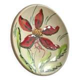 Cerenne Vallauris plate with red flower decoration