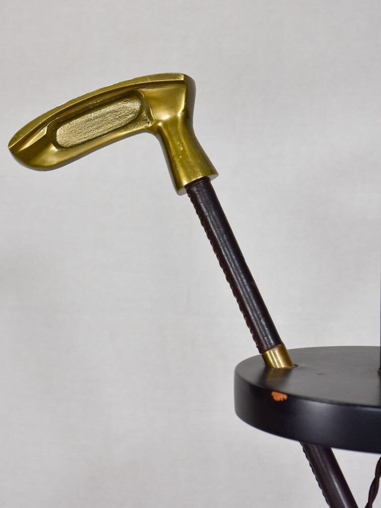Lamppost club of golf club annees 70 leather wood and brass