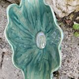 Unique Shell Vase Hand Enameled Green