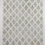 Tapis persan ancien ivoire et vert à motifs géométriques, 198x296