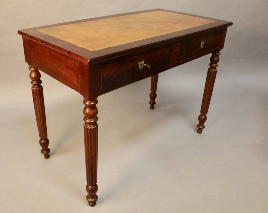 19th century mahogany desk with leather top