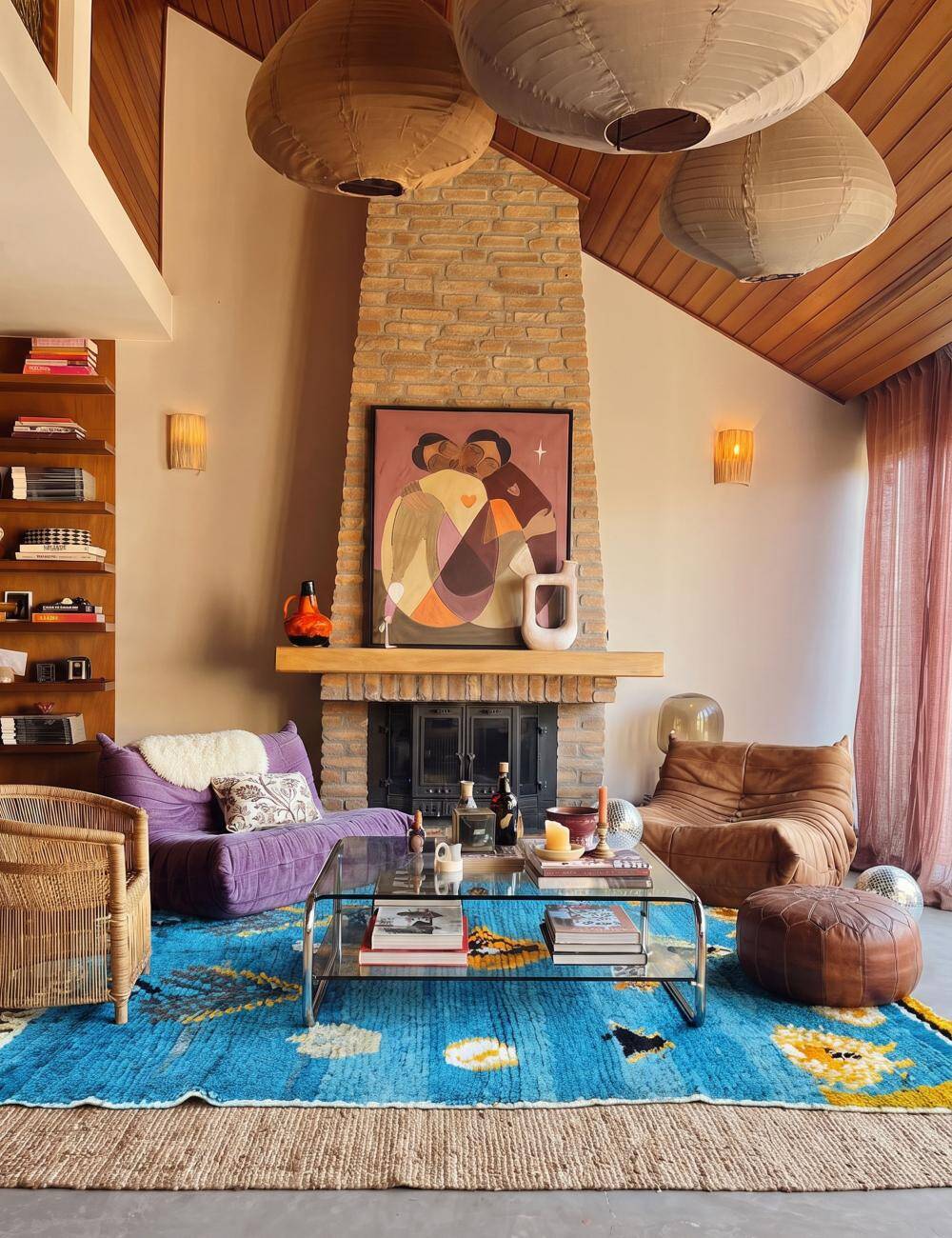 Tapis Bleu Contemporain - 270 x 220 cm