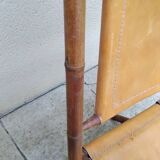 Vintage leather folding safari chairs